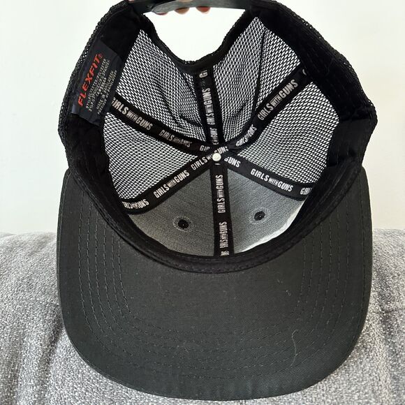Y2K Girls With Guns Mesh Trucker Snapback Hat Black GWG Hunting Shooting Gothic - Picture 7 of 7